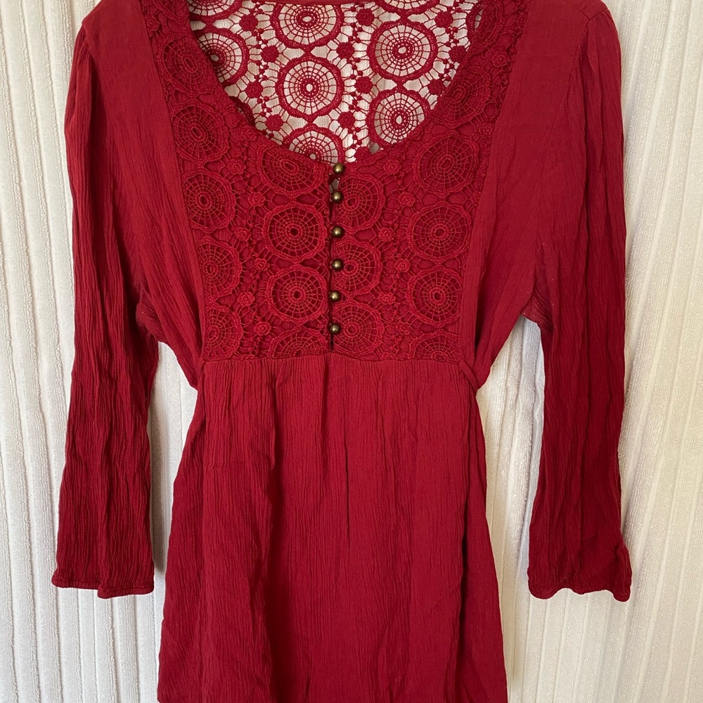Heartsoul Red Crinkle Top / Tunic
